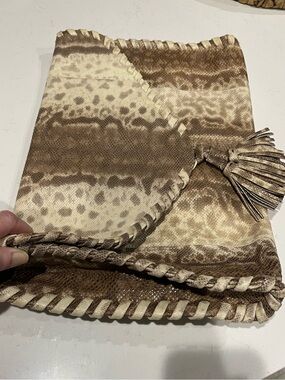 Vintage Christiansen Python Snakeskin Patchwork Tassel Clutch 1970s 80s